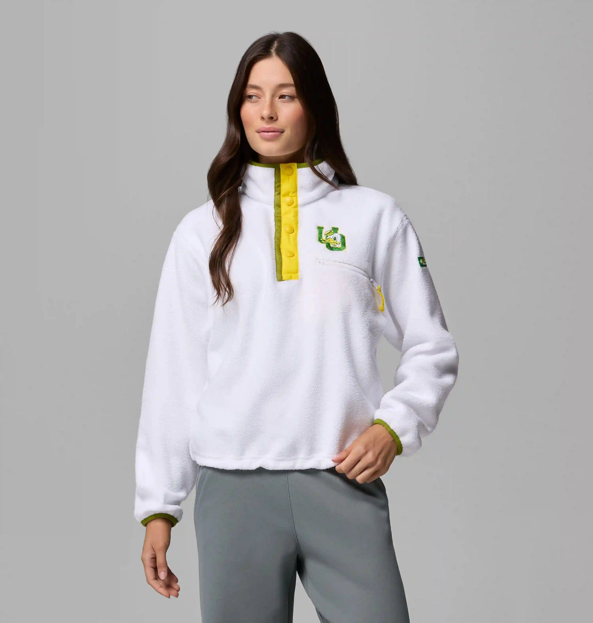 Women's Collegiate Helvetia Cropped Half Snap Fleece - Oregon