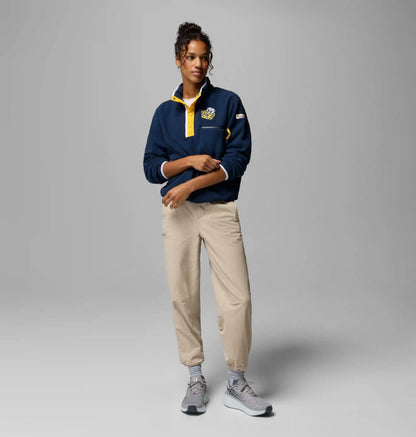 Women's Collegiate Helvetia Cropped Half Snap Fleece - Michigan