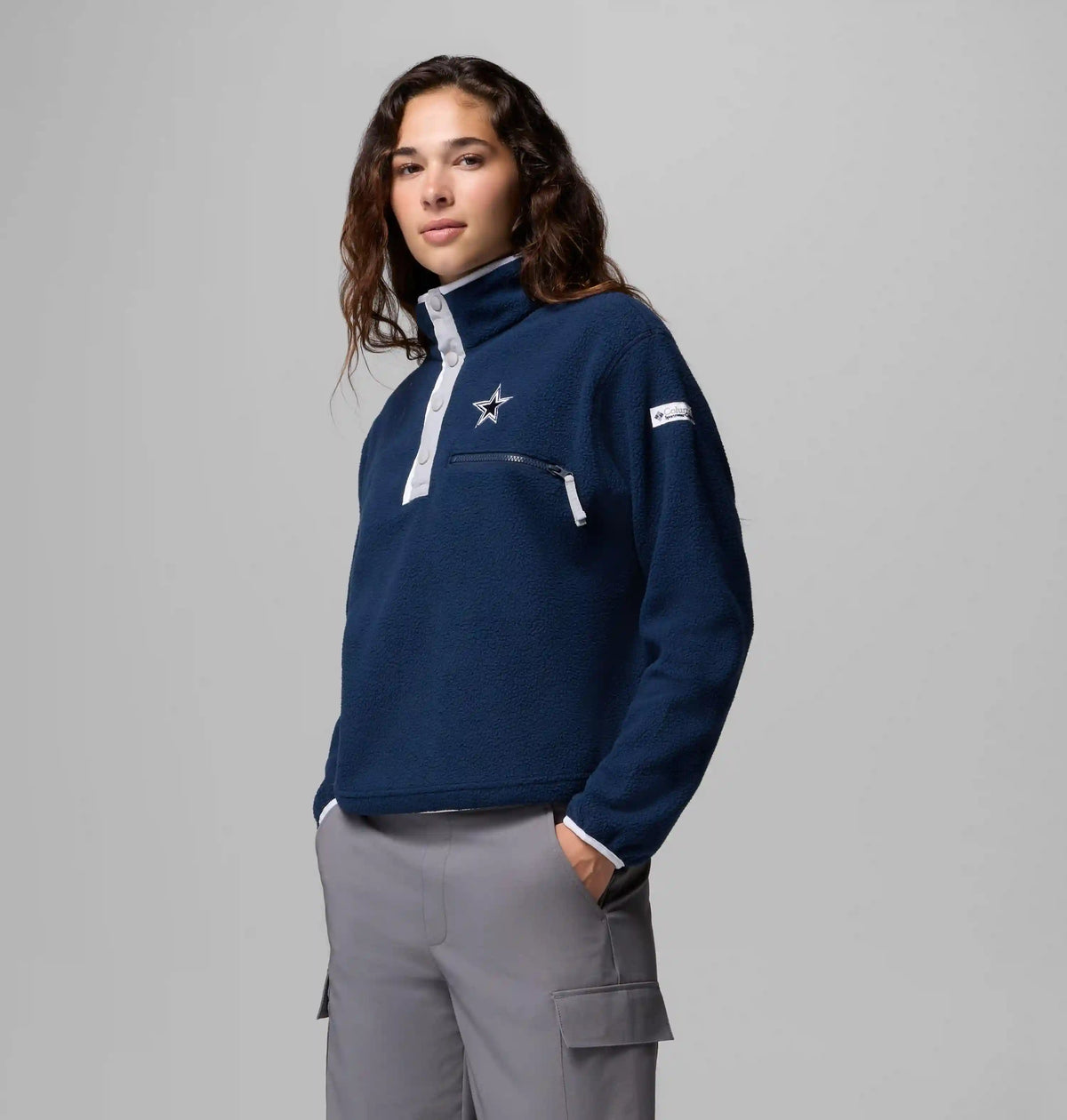 Women's Helvetia Cropped Half Snap Fleece - Dallas Cowboys