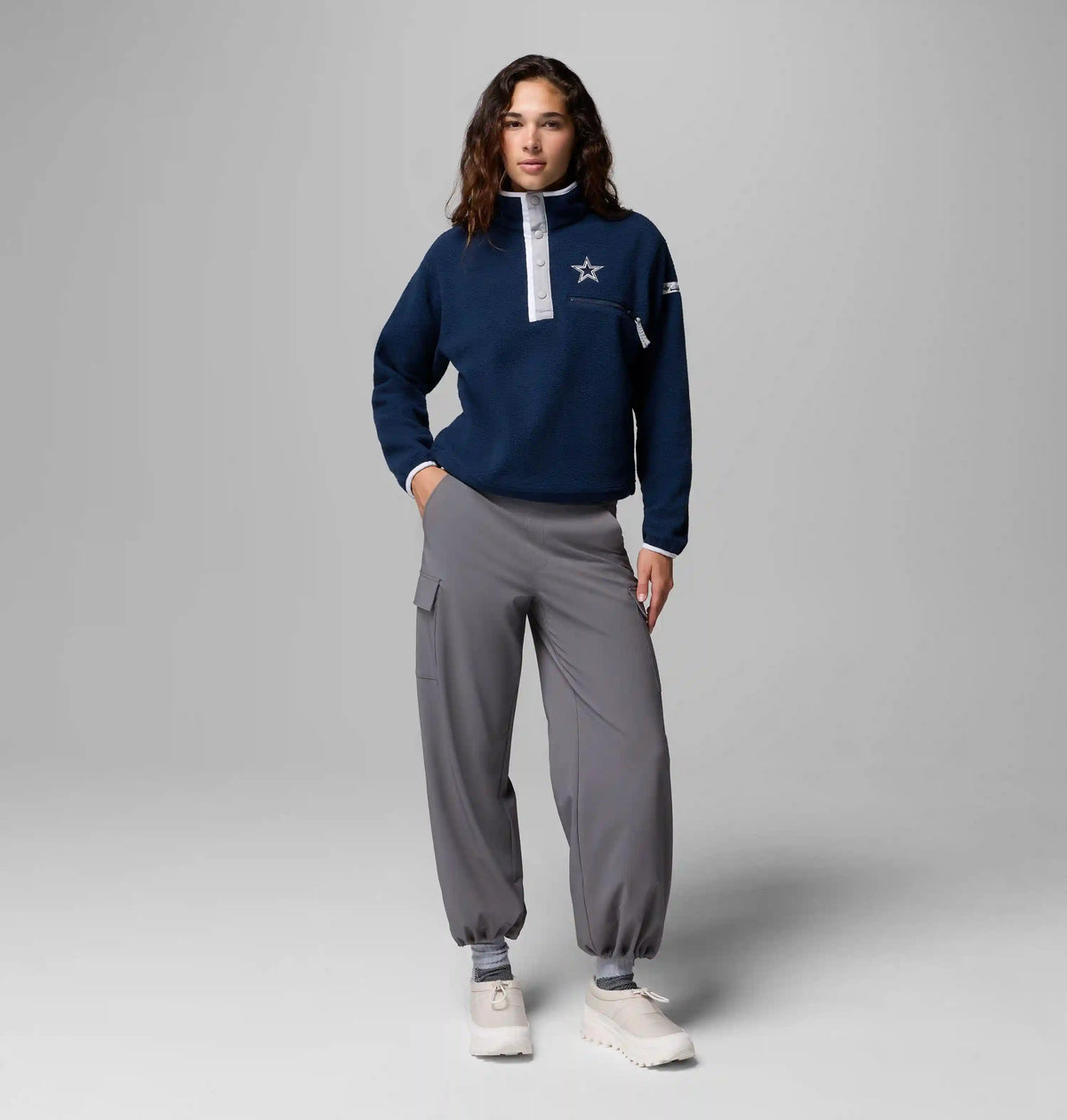 Women's Helvetia Cropped Half Snap Fleece - Dallas Cowboys