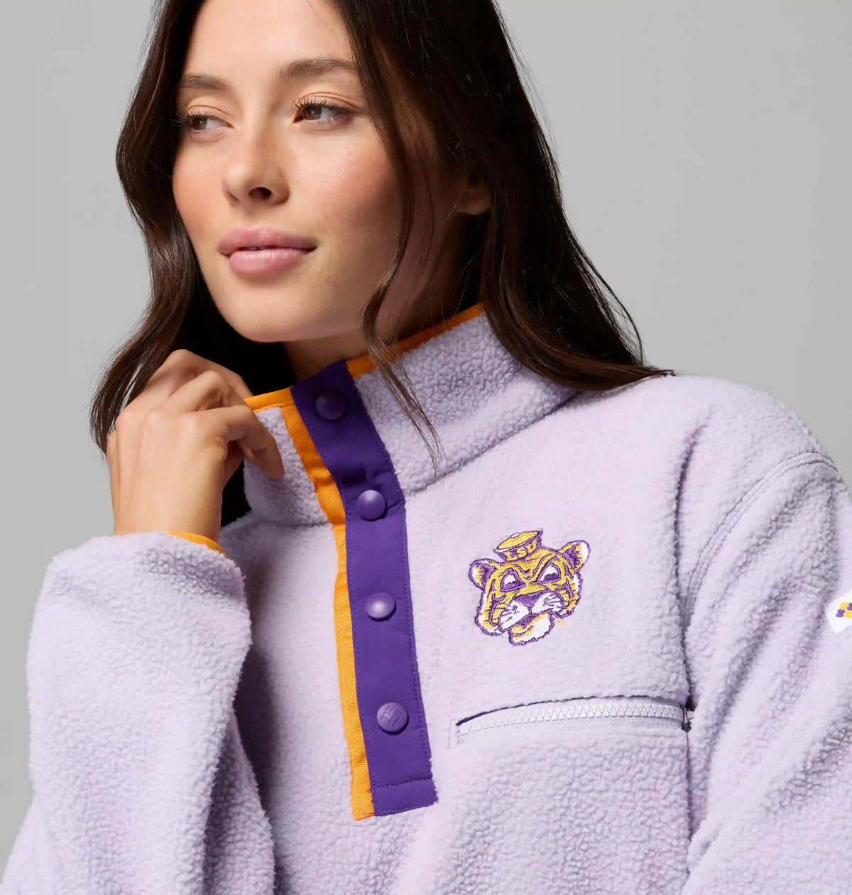 Women's Collegiate Helvetia Cropped Half Snap Fleece - LSU