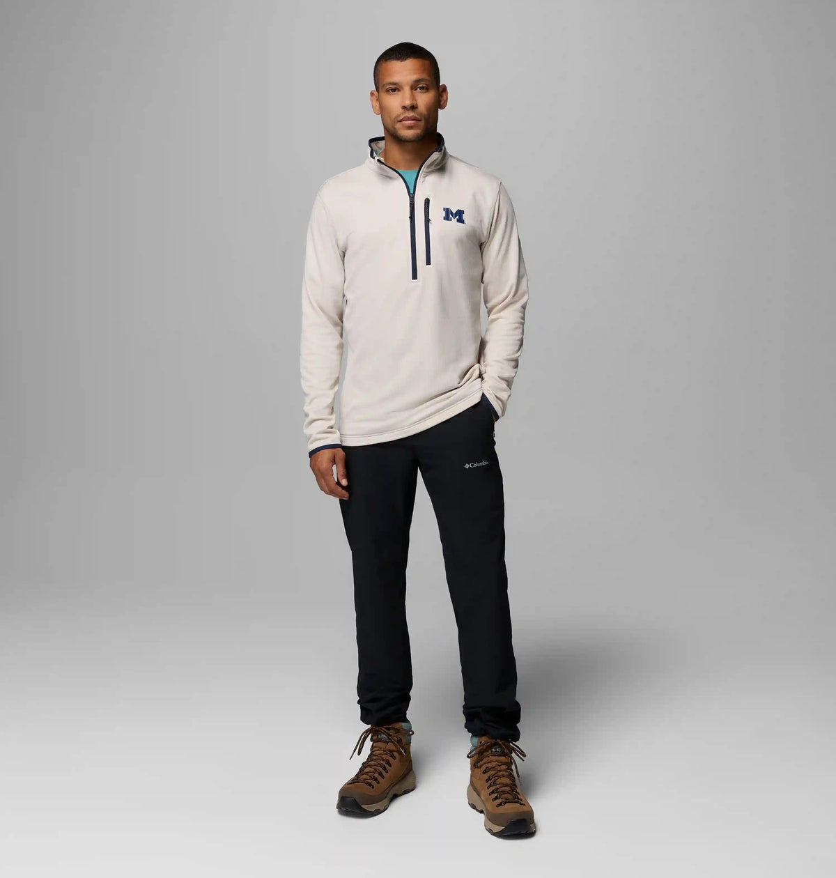 Men's Collegiate Essential Hike Grid Fleece Half Zip - Michigan