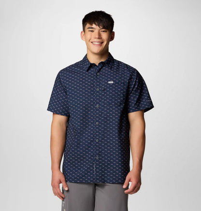 Men's PFG Super Slack Tide Short Sleeve Shirt - New England Patriots