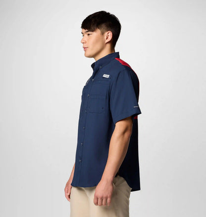 Men's PFG Tamiami Colorblocked Short Sleeve Shirt - Houston Texans