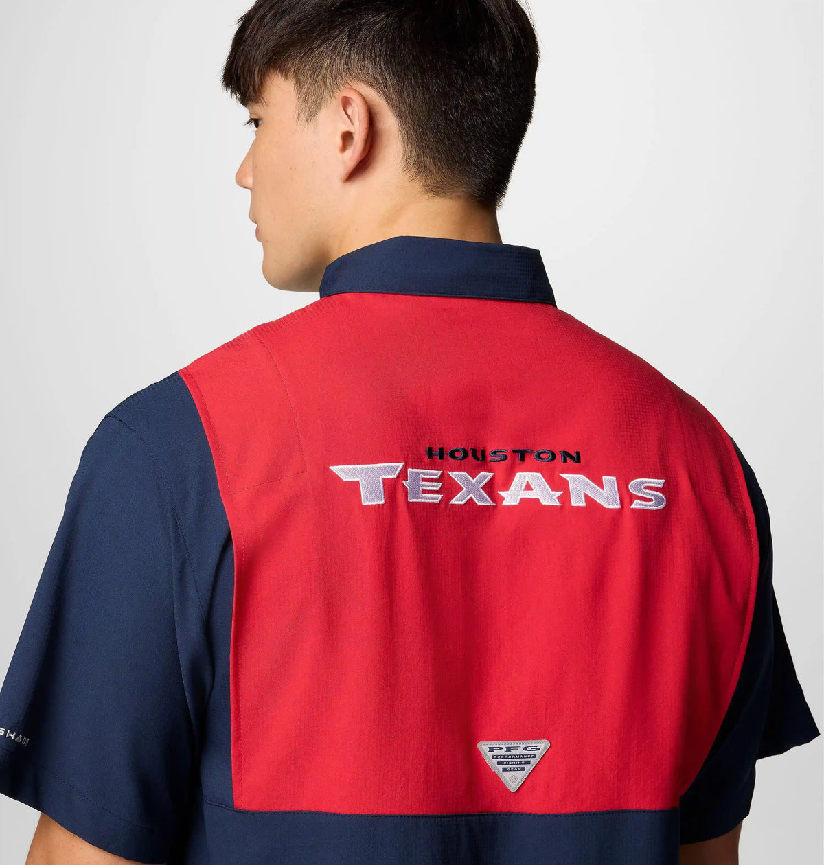 Men's PFG Tamiami Colorblocked Short Sleeve Shirt - Houston Texans