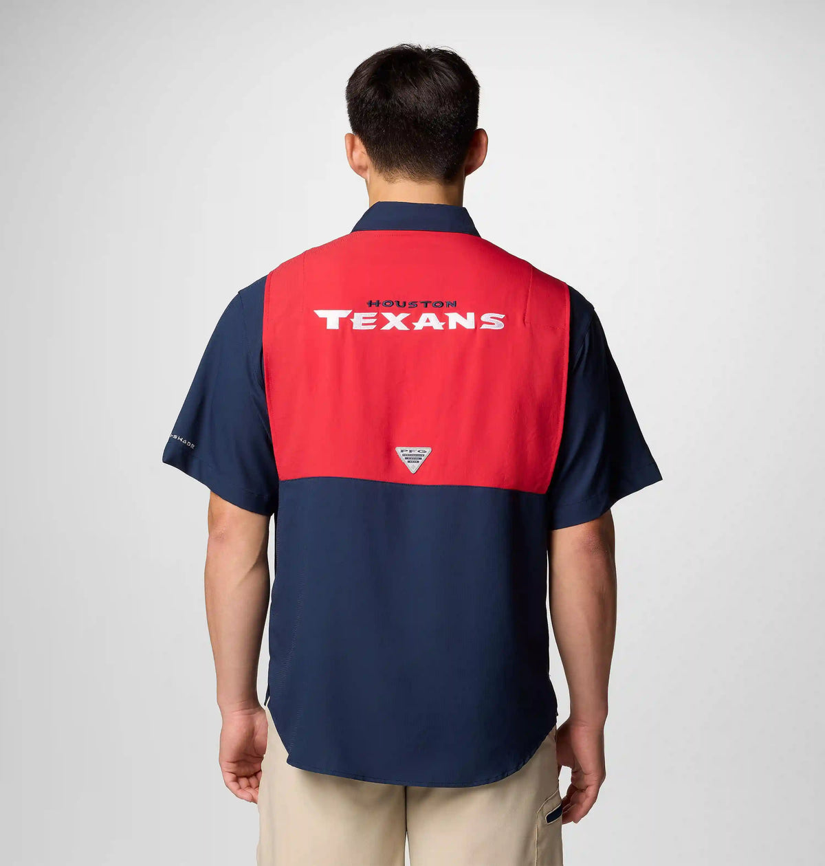 Men's PFG Tamiami Colorblocked Short Sleeve Shirt - Houston Texans
