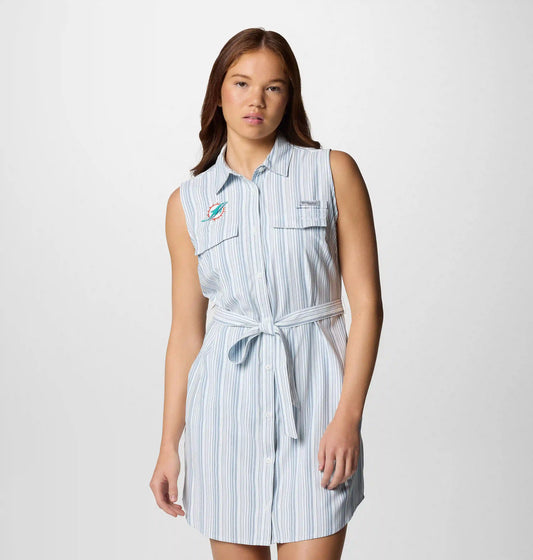 Women's PFG Sun Drifter Woven Dress II - Miami Dolphins